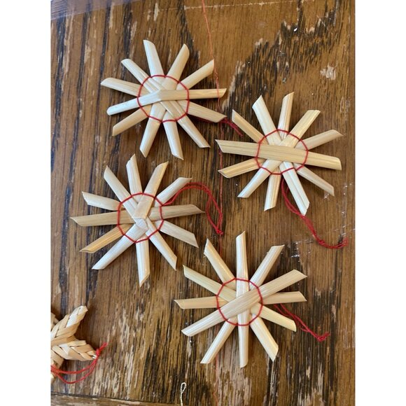 Vintage Straw Christmas Ornament Set With Angels & Stars - Picture 5 of 5